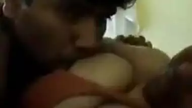 Desi MILF rests with husband with sex lover kissing her XXX titties