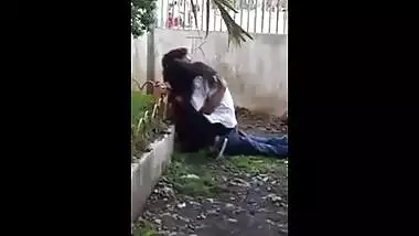 Horny college couple enjoy a quick outdoor fuck with lover