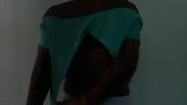 South Indian Aunty removing blouse and bra for bath