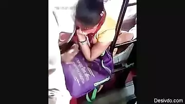 Desi girl boobs pressed hard in public transport and she is enjo