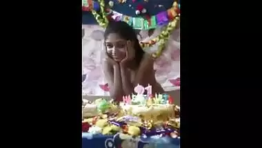 Teen college girl naked birthday bash with lover mms