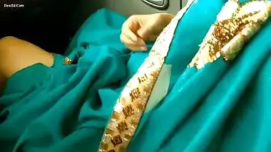 Desi wife boobs press and bj on car