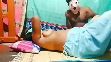 Indian husband and wife having sex while wearing masks