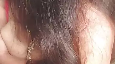 Aunty pressing her big boobs