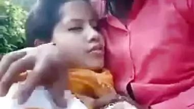 Cute Indian Girl Boob Sucking in park