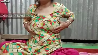 Desi Tumpa bhabhi shows her big white boobs and creamy tight pussy when her husband is not in the room