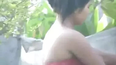 Super sexy Indian village girl wrapped in red...