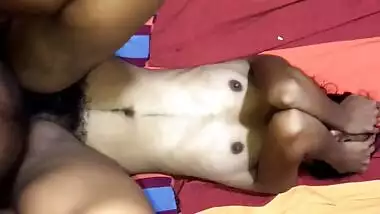 Small tits Indian girl getting her hairy pussy fucked