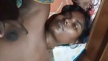 Village wife boob pressed by hubby while sleeping