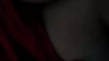 Desi woman hides under the blanket to show XXX tits on video call