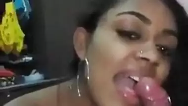 Pretty Indian Black Girl Sucks Dick Slowly