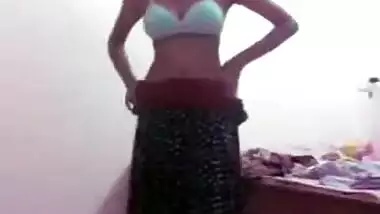 Sexy busty Indian babe strips and masturbates...