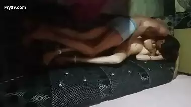 Young newly weds couple fucking on sofa