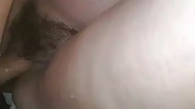 Pregnant Hairy close up creampie on bathroom sink from step sons big dick