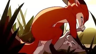 Patreon/Blitzdrachin : Straight yiff animation , cum inside, size difference , fox and rabbit