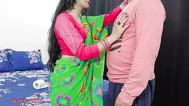 Indian chachi Priya naked the saluting cock of her nephew while dirty hindi talking