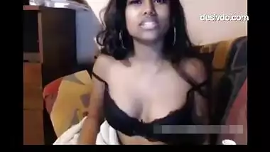 Dark skinned Indian teen flashed her small titties