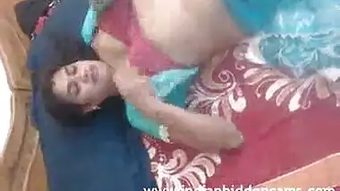 Mallu Bhabhi Naked Stripping Blue Sari Playing With Her Indian Tits