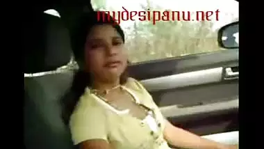 Indian college girl madhu with her lover in car