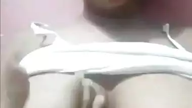 Bouncing sexy booby hairy girl selfie video for her lover