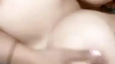 Fingering And Sucking Own Boobs