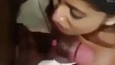 Indian GF engulfing dick of her boyfriend in a hotel room