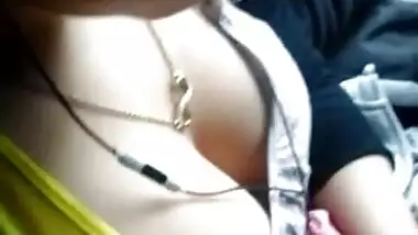 hot anu nip slip in bus