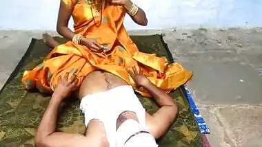 Sex with a Telugu wife in the middle of the night in a dark yellow sari