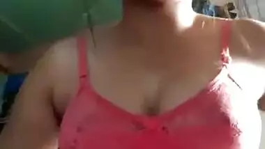 Finally she got ready to show her juicy boobs pink nipples HD