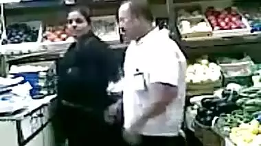 Aged pair enjoy a quick fuck in the super market