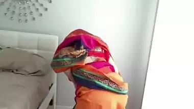 Desi Aunty, Indian Aunty And Desi Indian - Red Saree Aunty Undressed Part-1