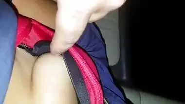 Daring desi dude recording his gf’s friend boobs with shivering hand on a road trip