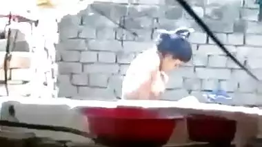 Indian Girl Outdoor Shower