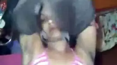 Sexy girlfriend showing boobs to lover selfie MMS video