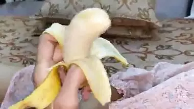 Horny pussy fuck banana and big hard dick real