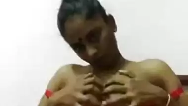 Brown-skinned Indian love slowly masturbates her XXX snatch in sex video