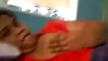 Horny Bhabi playing with tits