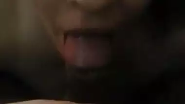 White girl sucks Indian cock and takes cum in mouth