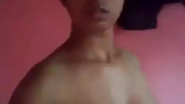 Serious Indian babe takes XXX boobs to light pacing around the flat