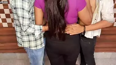 Unknown girl found in the club was fucked by three friends
