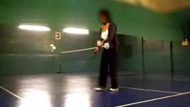 playing badminton