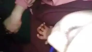 Shy girlfriend sucking dick of lover through pant zip open