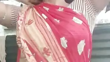 Homely Hot Aunty Navel Show in Saree