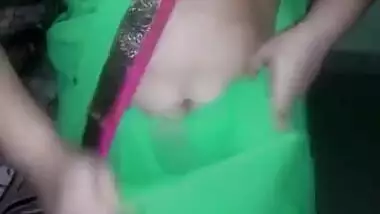 Shonali enjoying in green saree