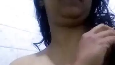 South Indian MILF in a black bra stripping in the shower