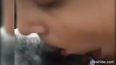 College 1st year student sucking her lecturer small tool