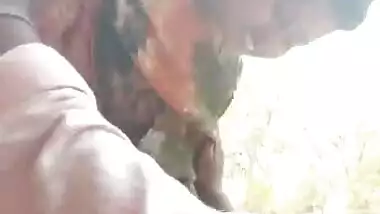 Desi girl riding dick of lover in jungle