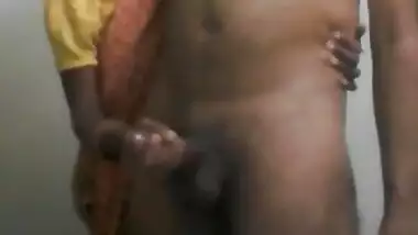 Skillful Indian wife strokes husband's dick till orgasm in porn video